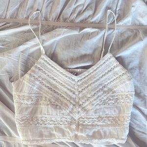 American Eagle White Lace Crop Top